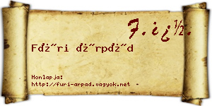 Füri Árpád névjegykártya